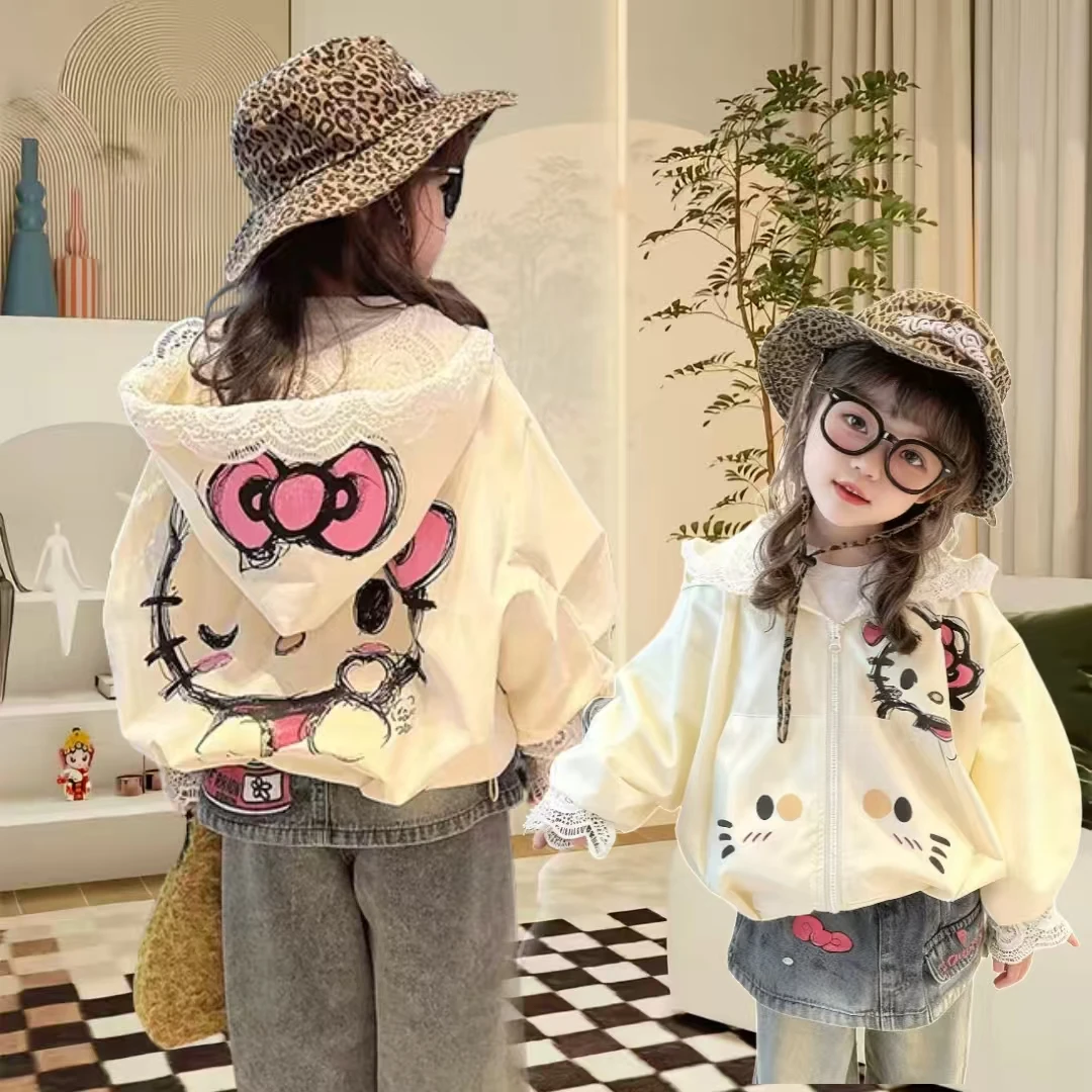女童秋装KT猫外套儿童早秋衣服2025新款洋气套装时髦夹克衫8岁潮
