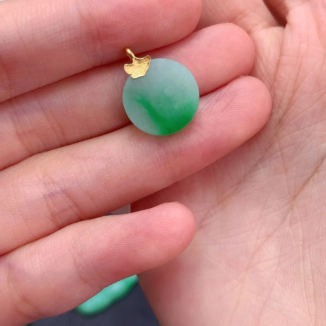 翡翠18K金镶嵌吊坠(不含链)