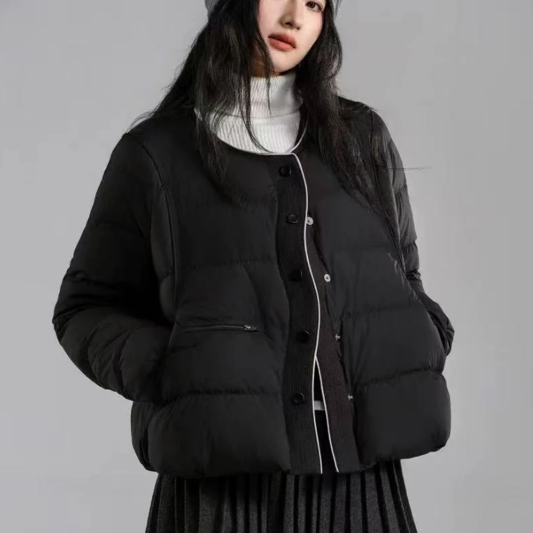 【韩衣舍】常规圆领长袖短款羽绒服时尚百搭轻薄