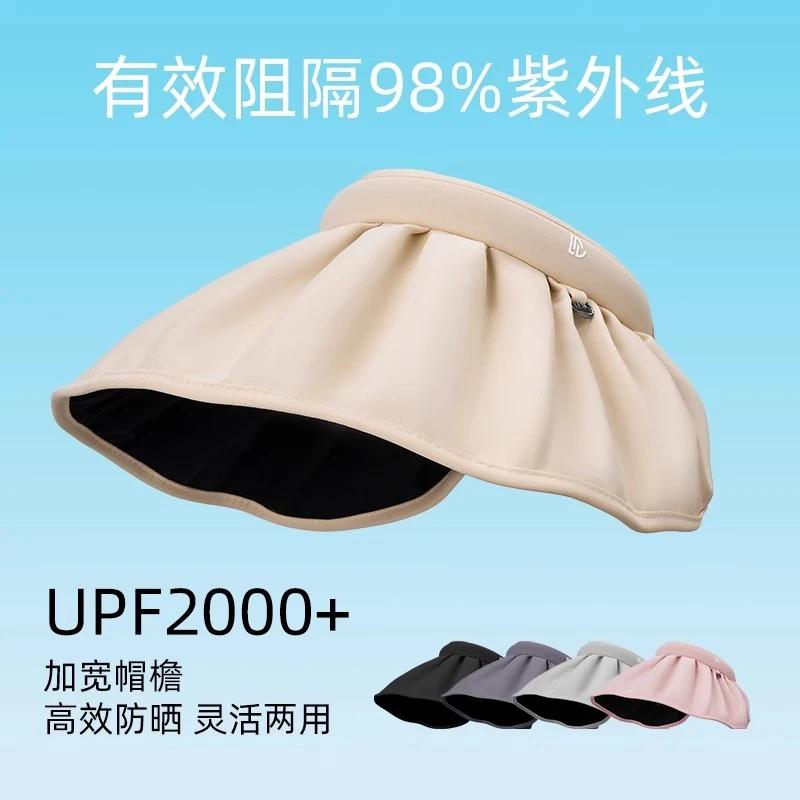 发箍防晒帽女夏季2025新款遮阳防紫外线户外大檐太阳帽空顶贝壳帽