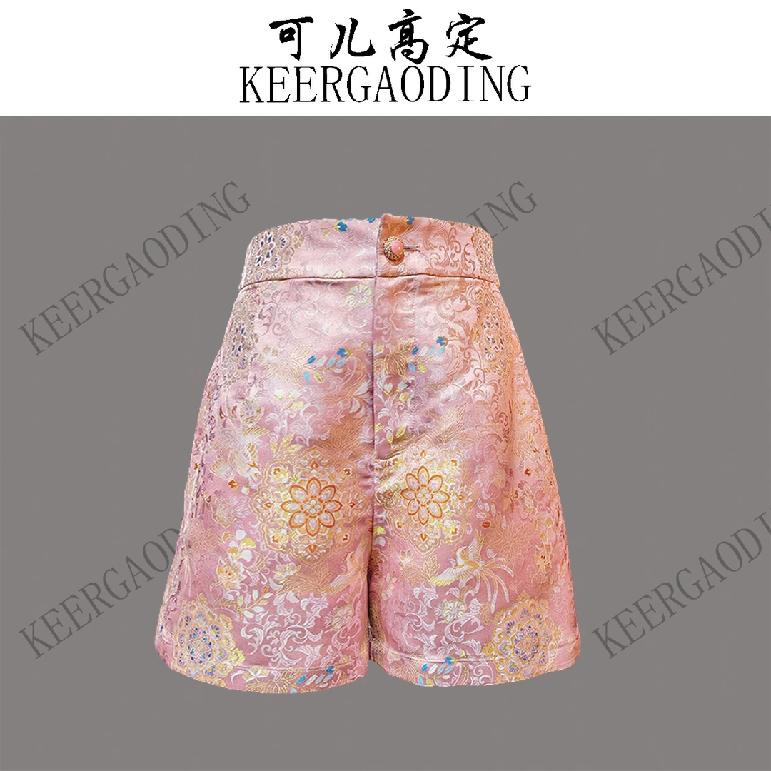 【可儿·高定】非遗织金宋锦四重纬高端新中式设计师款短裤3-J6165-2