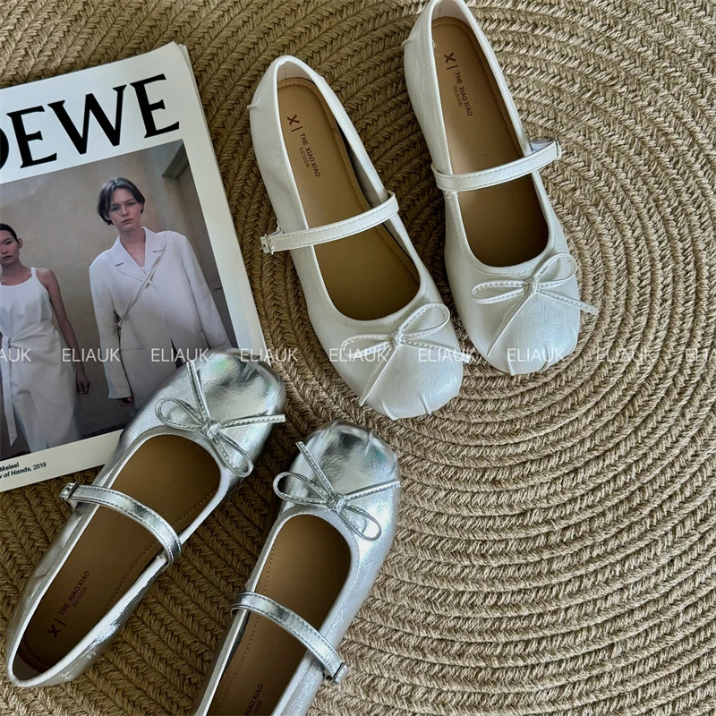 ELIAUK丨“温柔月光”蝴蝶结褶皱单鞋2025新款浅口百搭芭蕾玛丽珍鞋