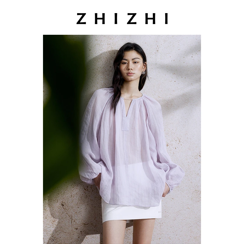 致知 天香 休闲衬衫女2025夏季新款宽松超薄浪漫风ZZ2EMWC1004