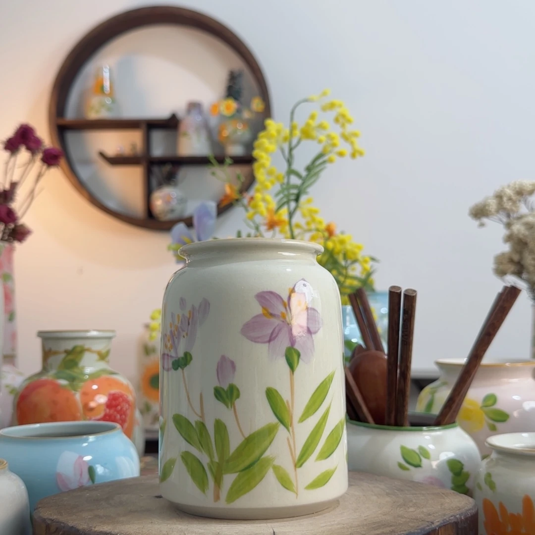 摆件景德镇手绘陶瓷花瓶摆件无孔