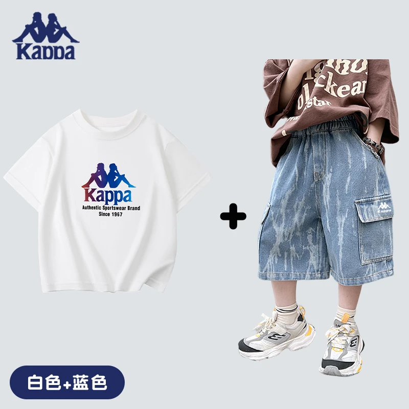 Kappa Kids卡帕儿童夏季男女童亲子装时尚休闲高品质牛仔裤套装