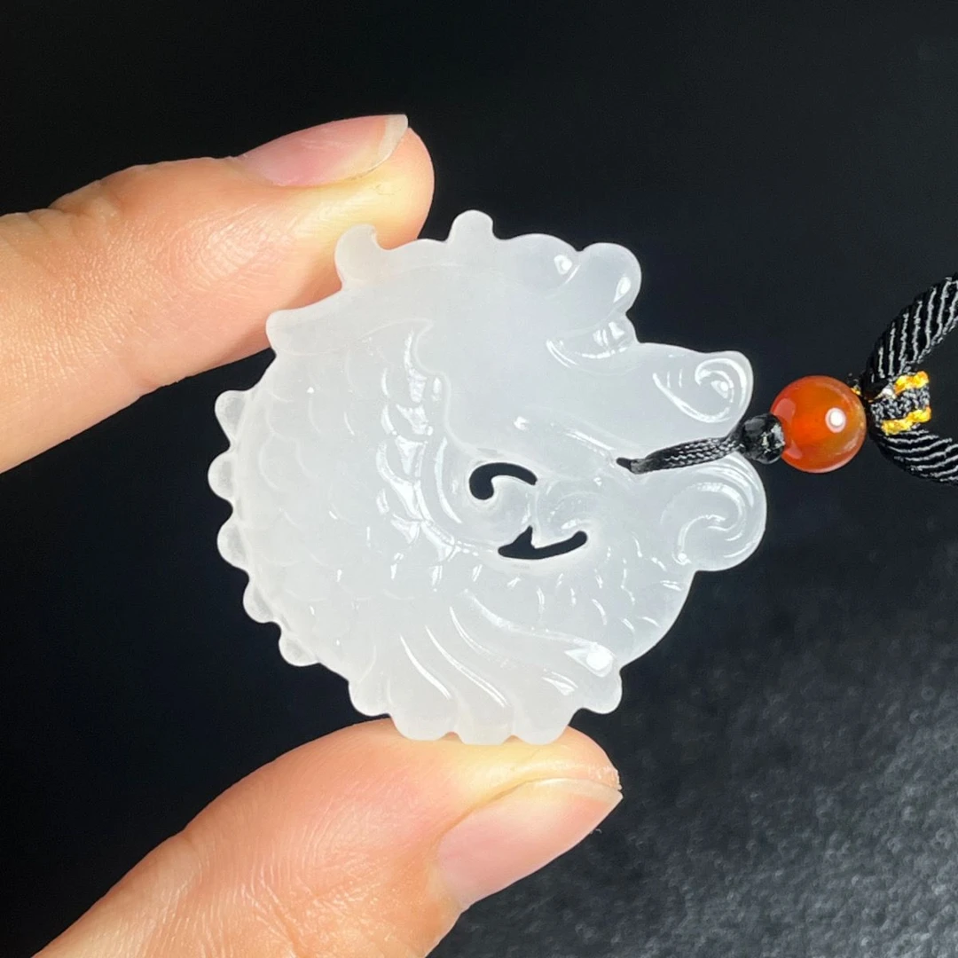 新疆天然和田玉鱼化龙祥龙平安玉龙吊坠玉石玉佩男女项链挂件