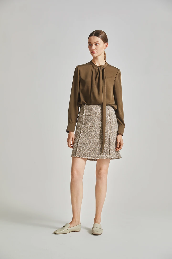 莫笙气质长袖轻奢时尚休闲百搭小衫复古衬衫立领秋季上衣碎花衬衣