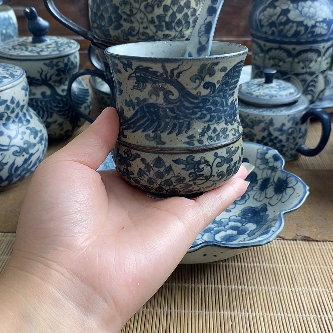 風***子手工手绘青花高温陶瓷