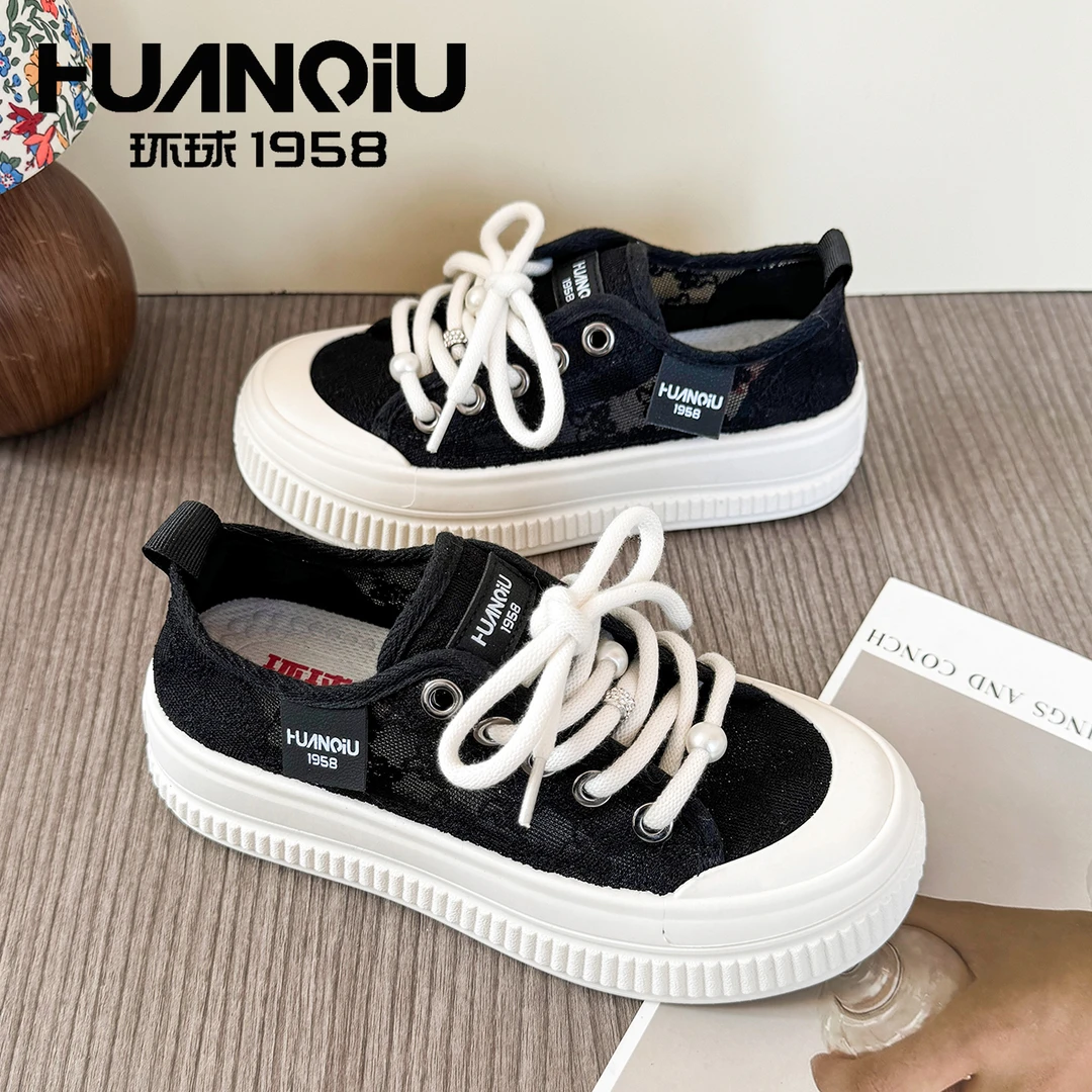 环球小香风2025新款夏季透气时尚网面渔夫鞋女厚底百搭时尚休闲鞋