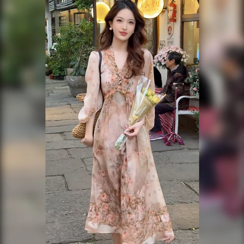 高端仿真丝连衣裙女夏季新款时尚轻奢气质法式显瘦仿丝裙子两件套