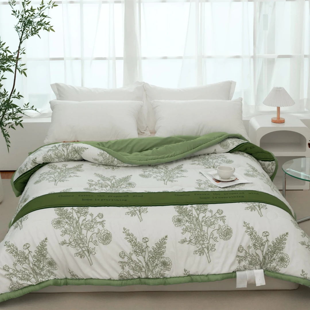 [免费30天试睡]2025新款绿韵眠境轻奢印花夏凉被空调防蹬