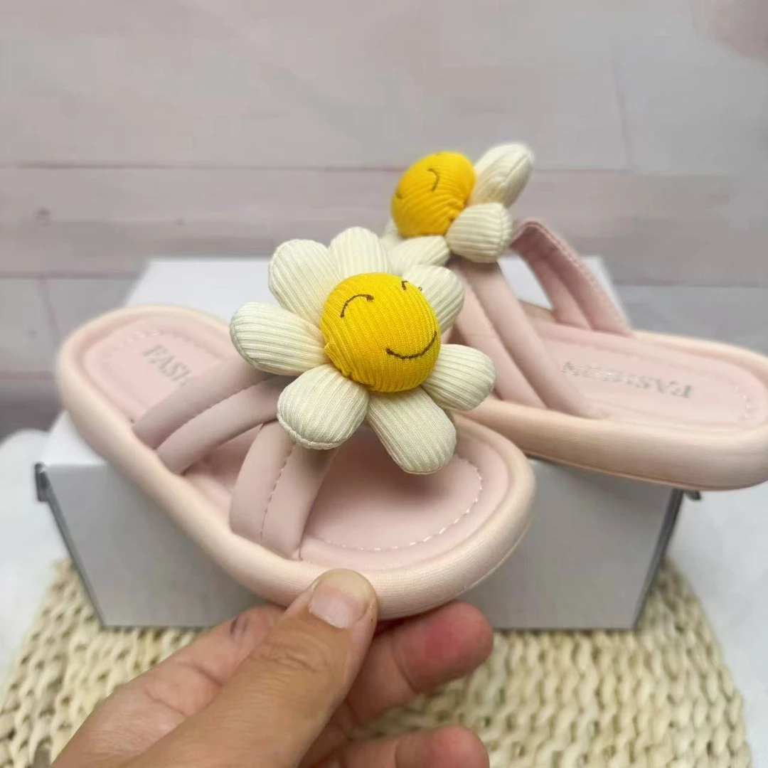 儿童亲子拖鞋夏季新款室内室外女童可爱太阳花笑脸露趾拖鞋