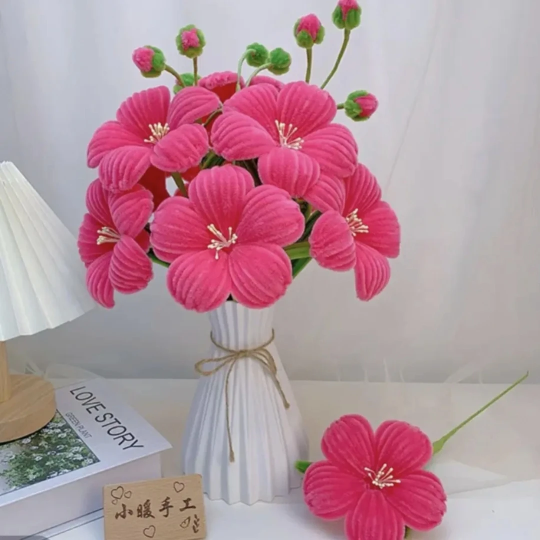 10朵+2组花苞富贵吉祥芙蓉花扭扭棒材料包手工简单