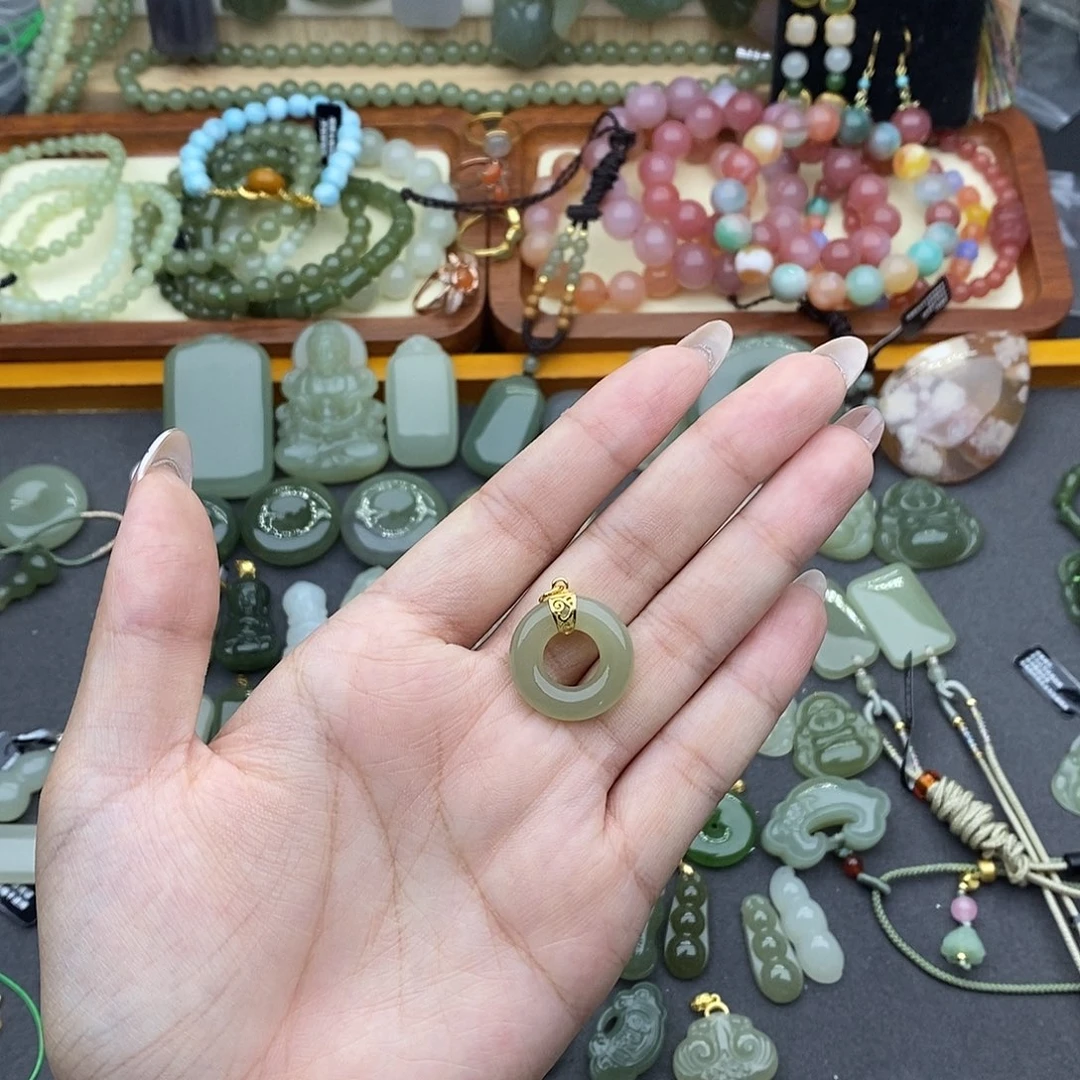 吊坠(不含链)银S925镶嵌和田玉