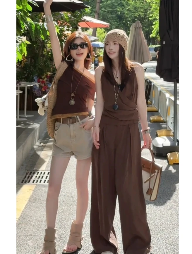 2025夏季新款时尚套装气质显瘦洋气休闲百搭性感辣妹外出老钱风女