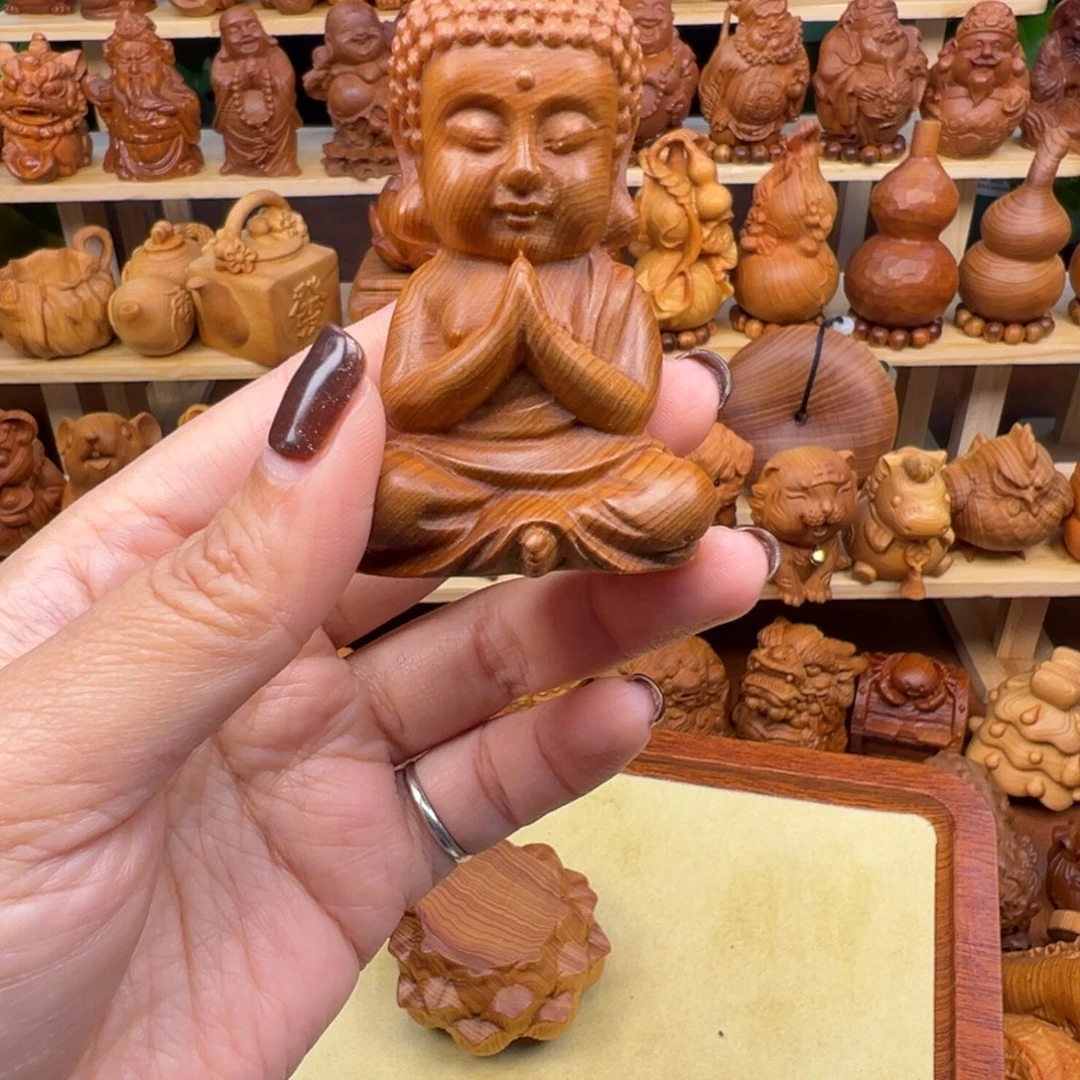 『***』崖柏太行崖柏手把件如来宝宝