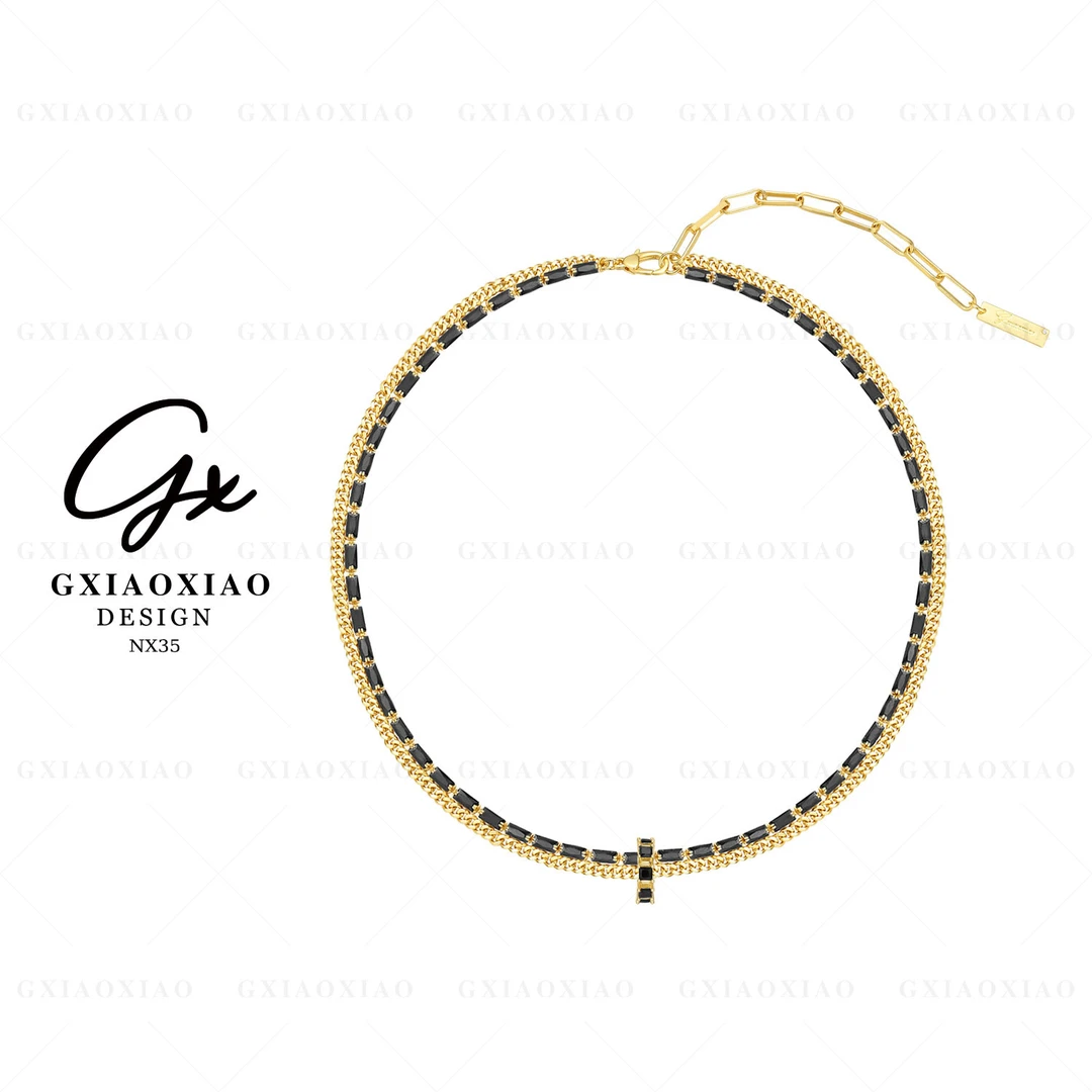 铜合金项链 GXX 气质复古双层设计感叠戴项链 NX35