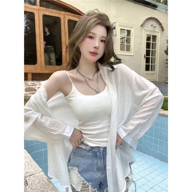 【T04】2025年夏季新款百搭罩衫薄款开衫外套耳套