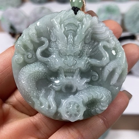 翡翠颈饰未镶嵌龙凤呈祥两面工福利