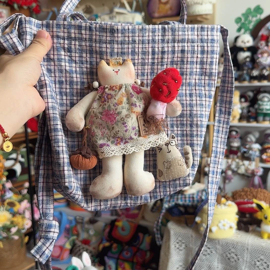 针织品布艺猫咪手作包