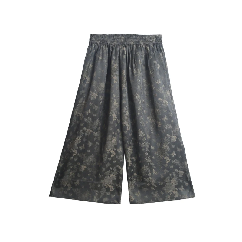 25姆米蝶恋花满桑刮染提花香云纱七分大摆裙裤252212-1-2