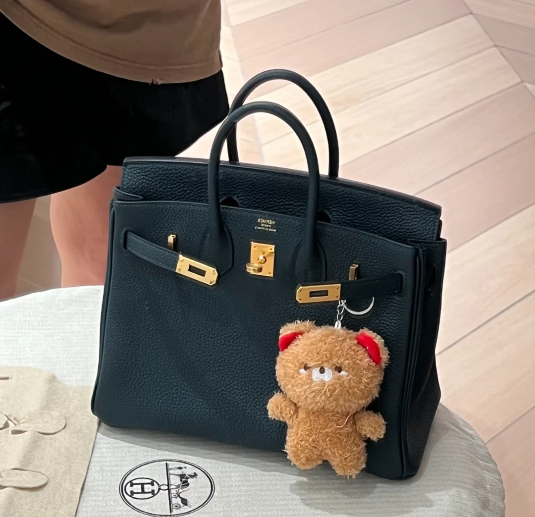 99新 Hermes/爱马仕 birkin25 松柏绿 金扣 togo D刻