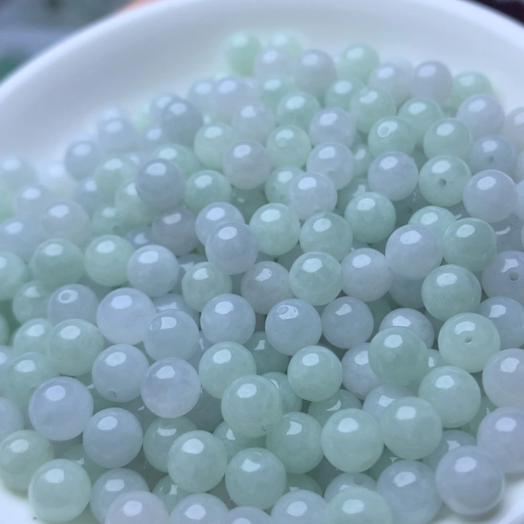 散珠翡翠卡到6.3的冰晴绿白珠50个