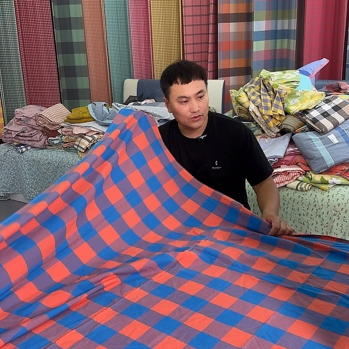 棉水洗棉米尔蓝菊床单7号