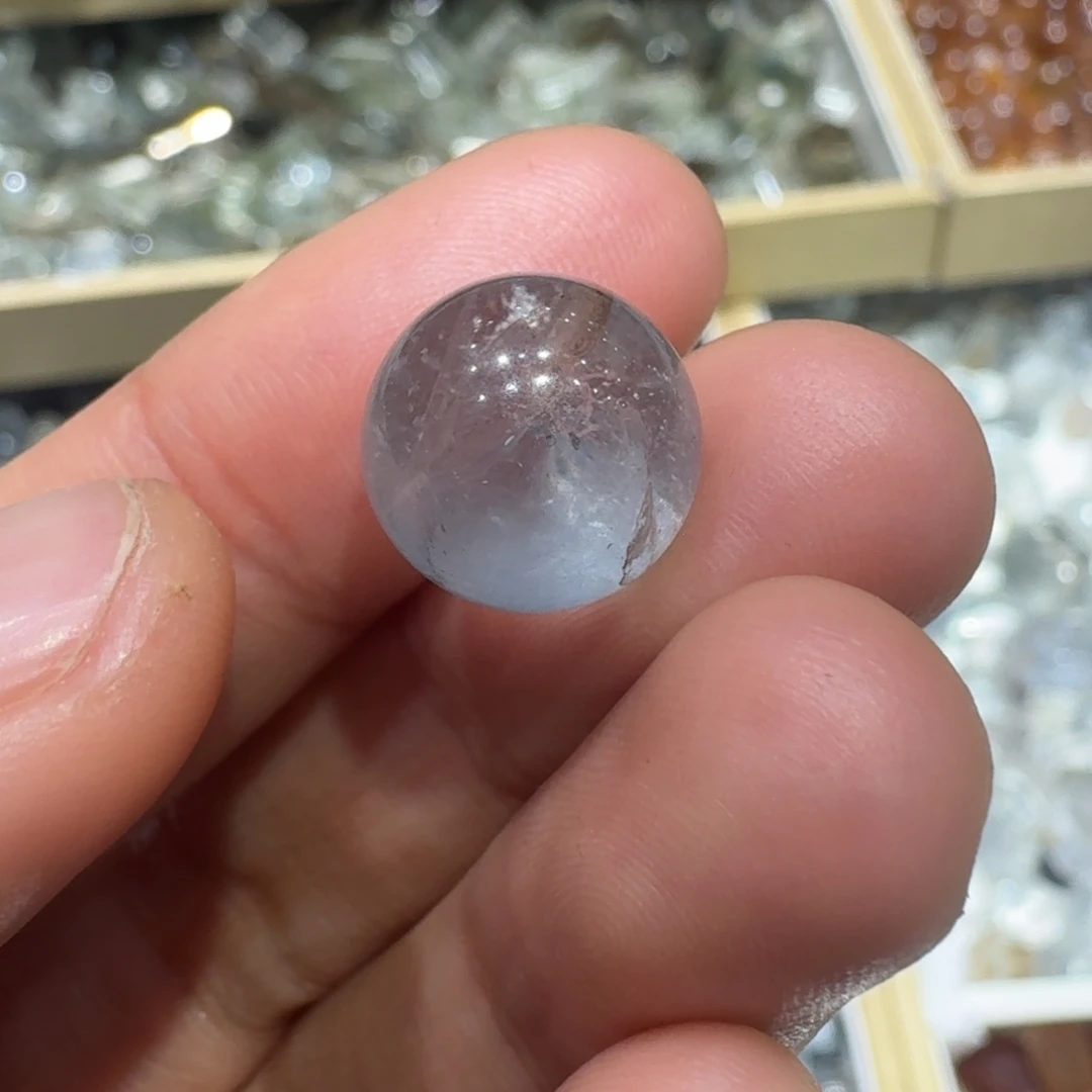 珠宝半成品未镶嵌水晶蓝兔毛带冰皮12.4mm