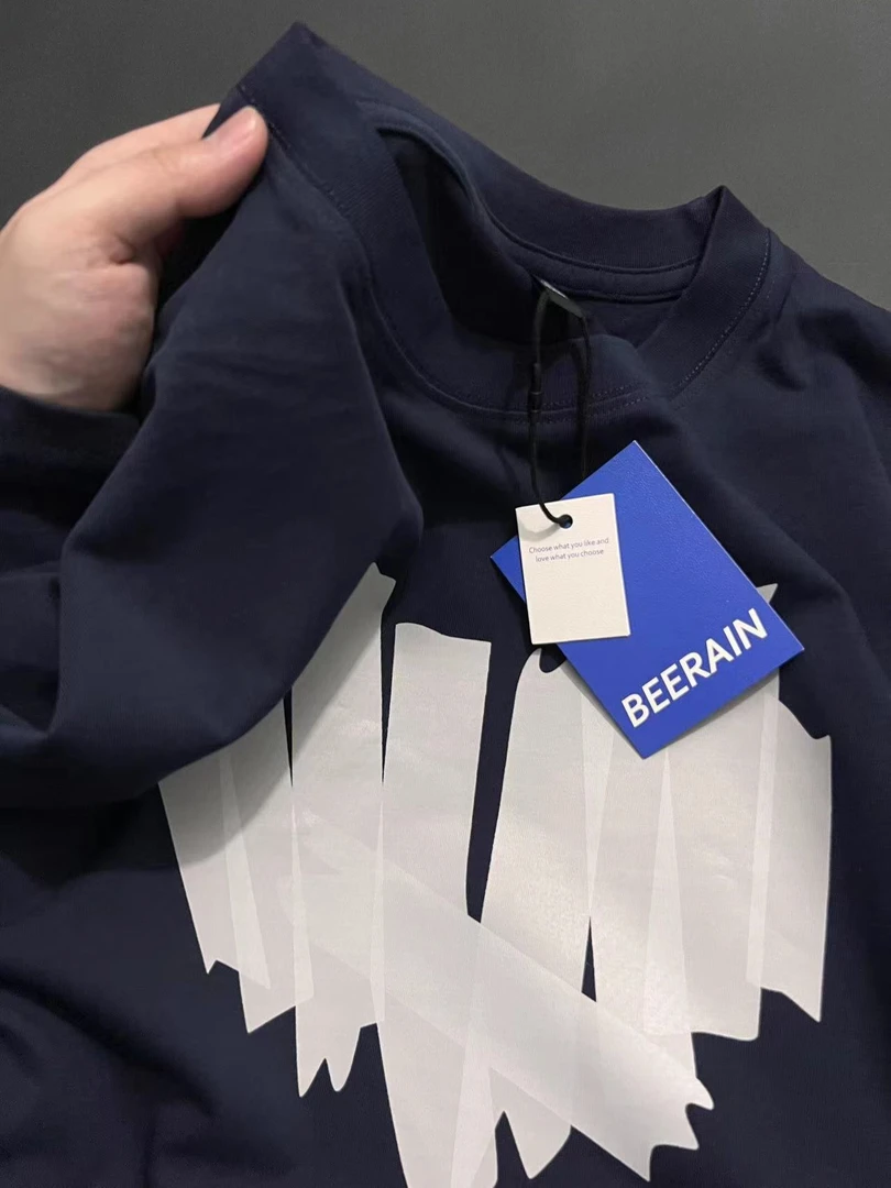 美式重磅纯棉短袖t恤夏季情侣装宽松潮牌原创藏青色显白上衣男女