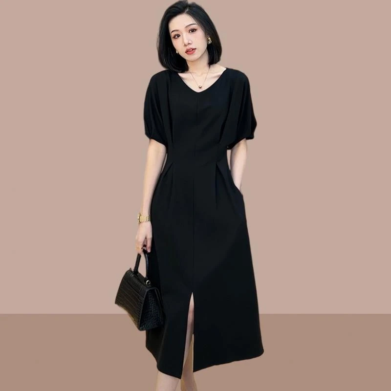 2025夏季新款女装连衣裙长裙连身裙气质开叉裙子小个子显瘦衣服