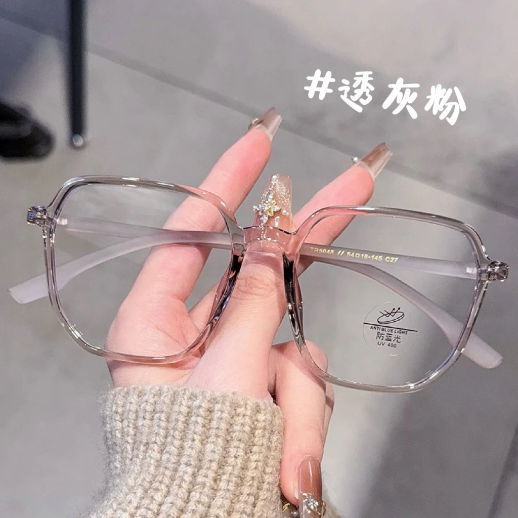 复古超轻tr90多边形近视大框茶色眼镜女显脸小防蓝光有度数眼睛架