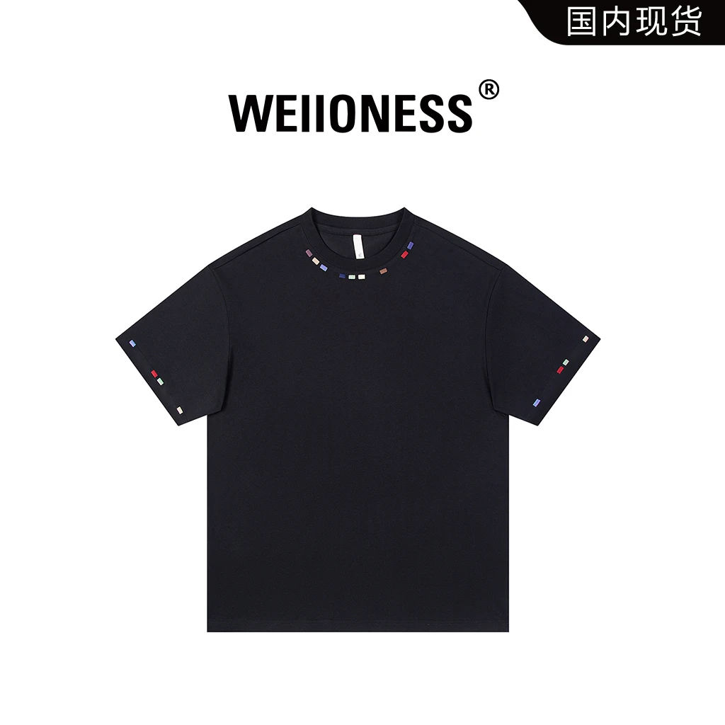 WEIIONESS潮牌彩色刺绣设计感短袖T恤男款夏季速干索罗娜凉感半袖