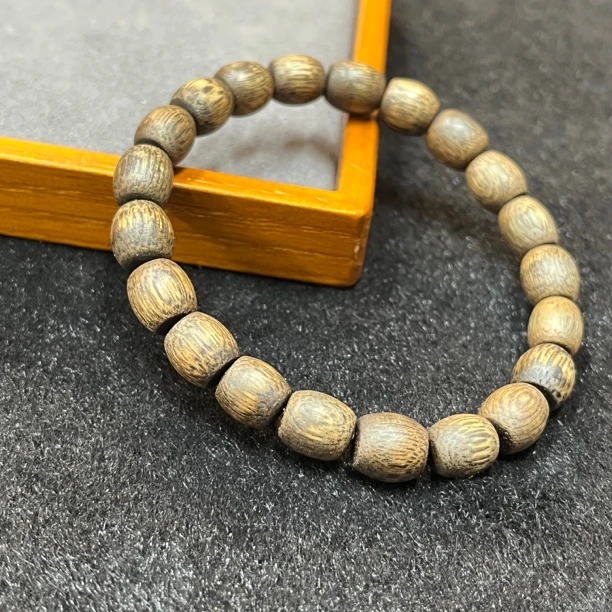 沉水0.8cm鼓珠单圈手串正宗海南莺歌绿棋楠沉香