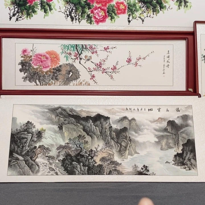 平***的国画215*85尺寸带框包邮送货上门