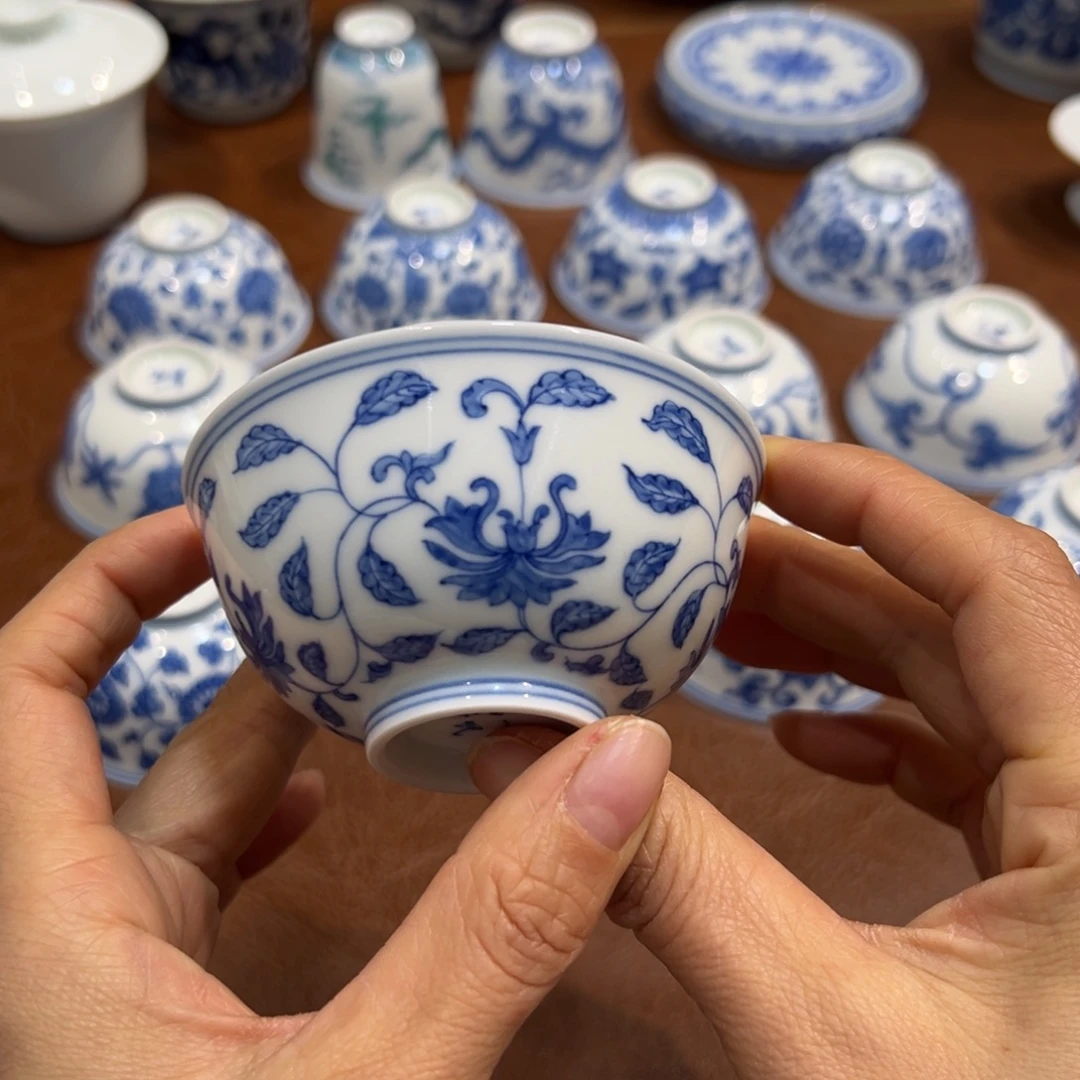 缠枝宝莲纹宫碗杯100毫升