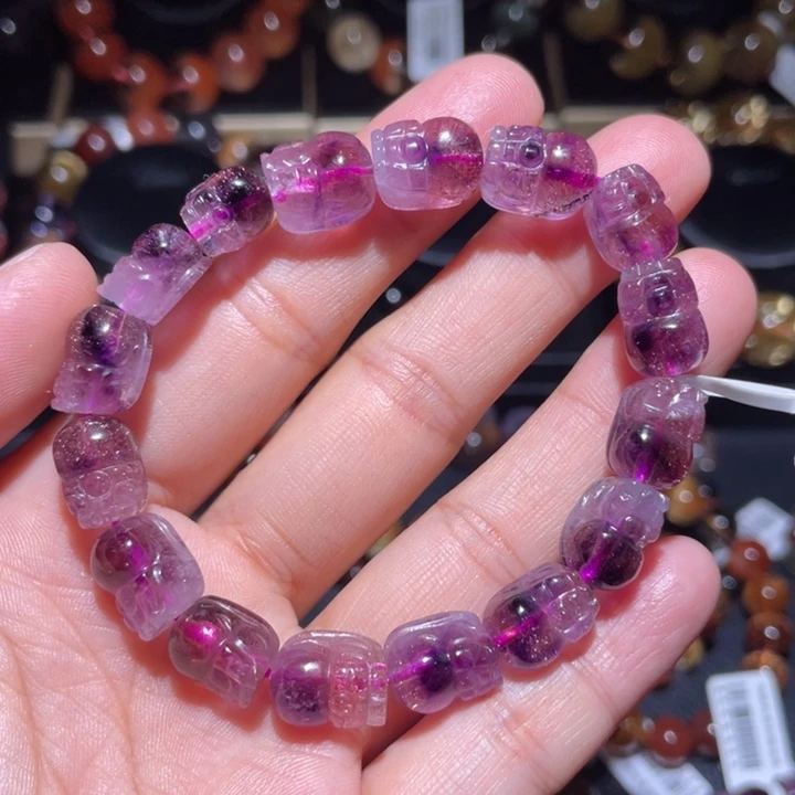 水晶手串未镶嵌紫超七貔貅手链