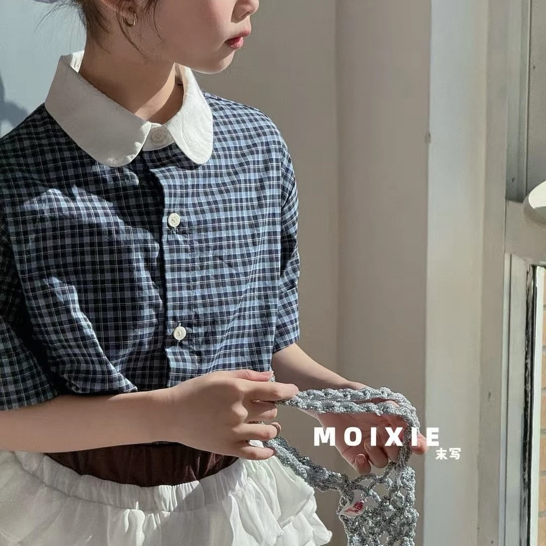 5032童装Polo领格子衬衫