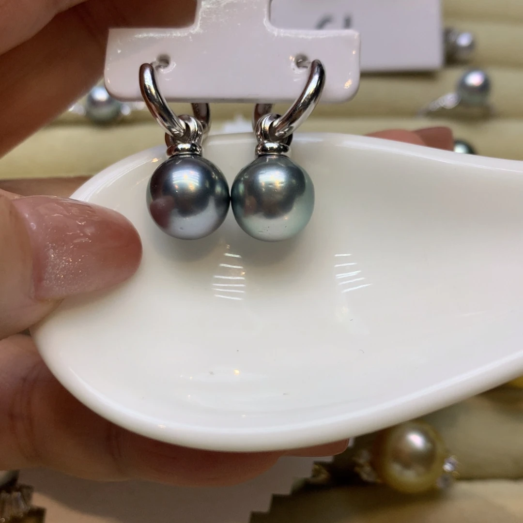 银S925镶嵌耳饰海水珍珠