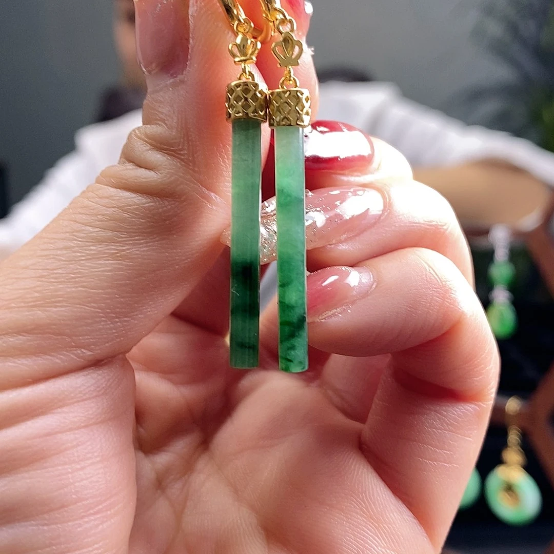 翡翠耳饰银S925镶嵌翡翠