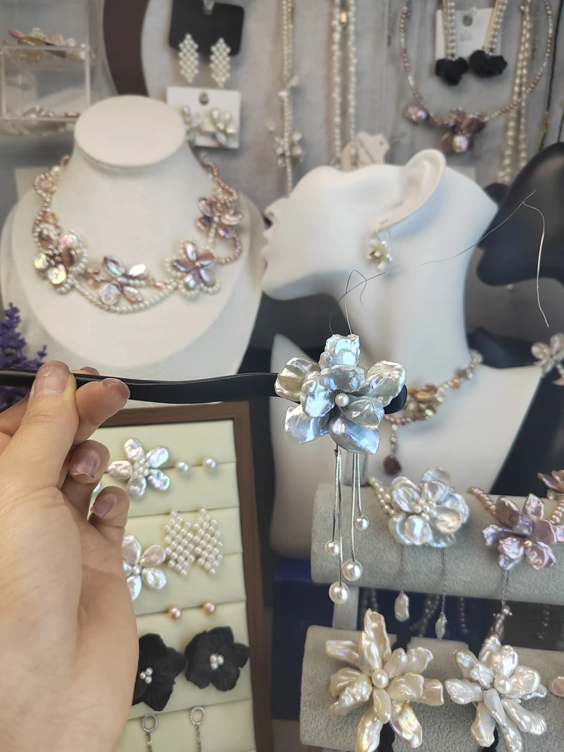 蓝色花花流苏发簪百搭气质