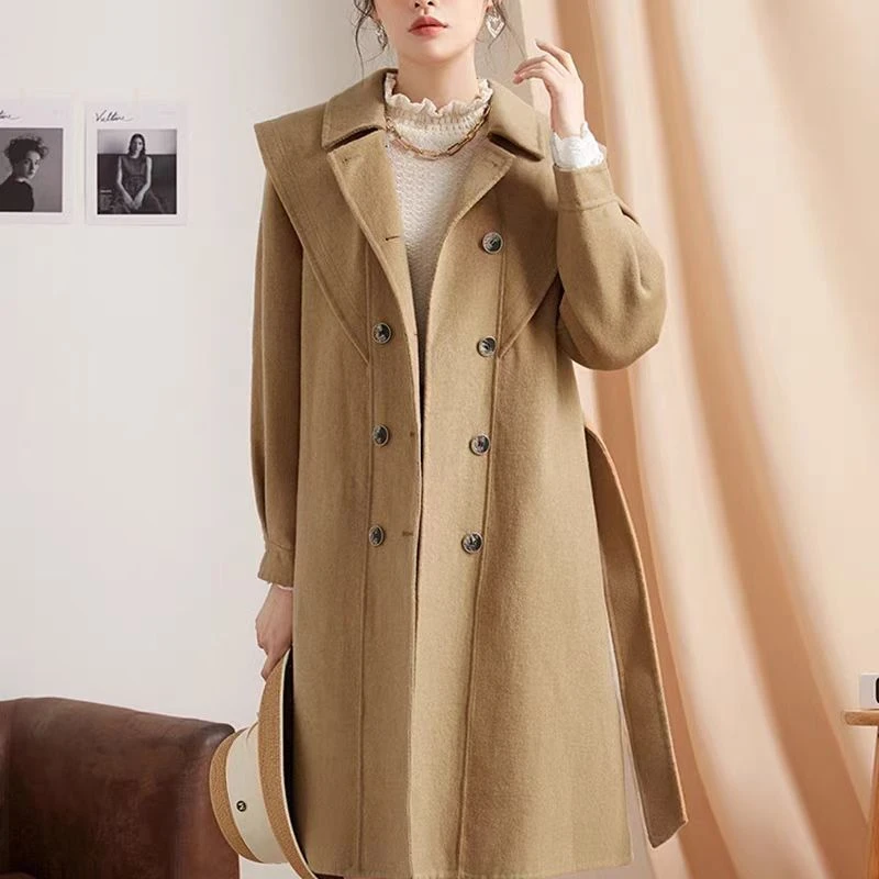 秋冬方领长款毛呢外套显瘦气质中长款洋气时尚韩版冬季加厚G027