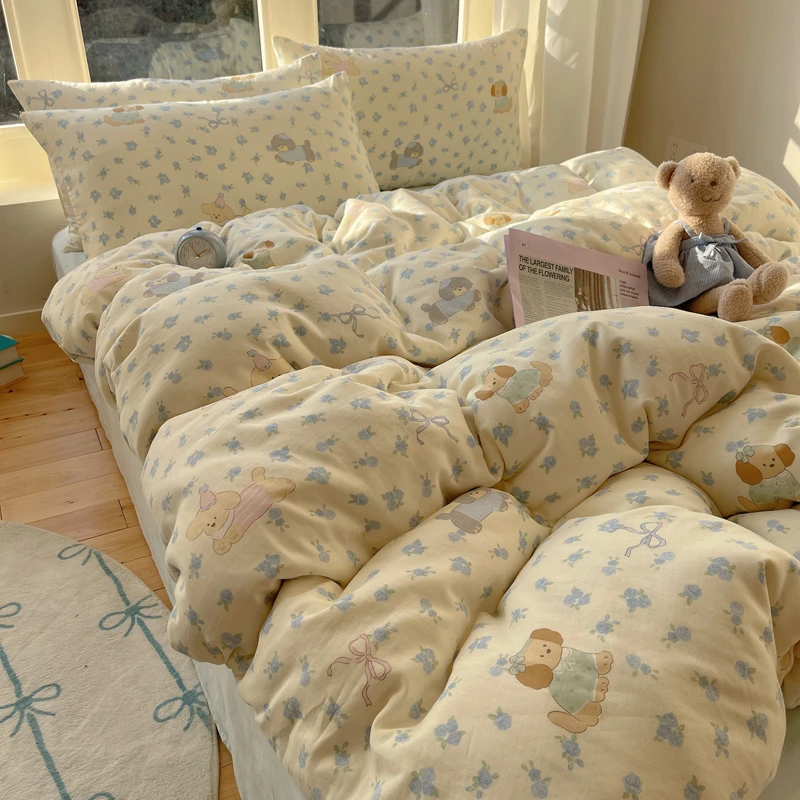 Heart Island【萌物手记】INS卡通全棉有氧双层纱四件套被套宿舍