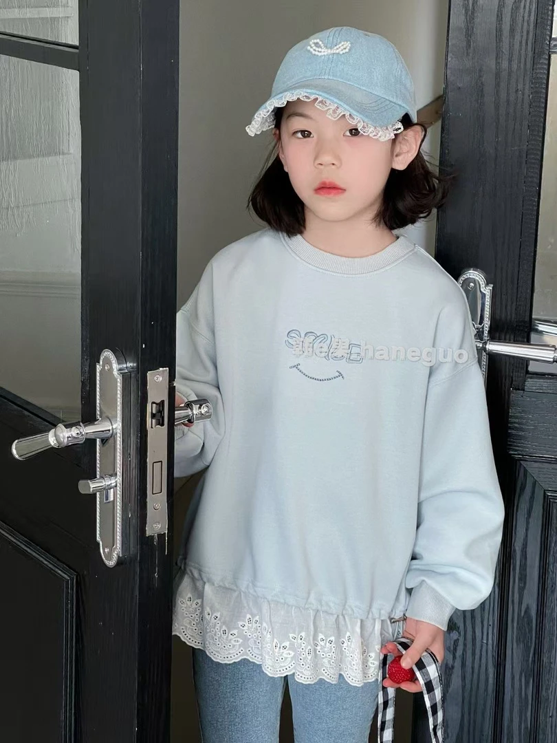 女中大童春款韩版卫衣假两件