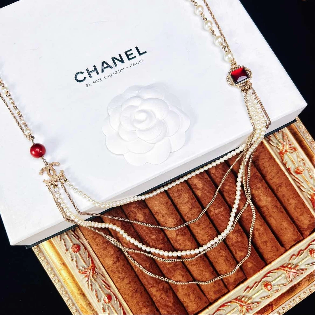 95新 Chanel/香奈儿 柚礼中古/香奈儿多层红琉璃珍珠项链lz512245