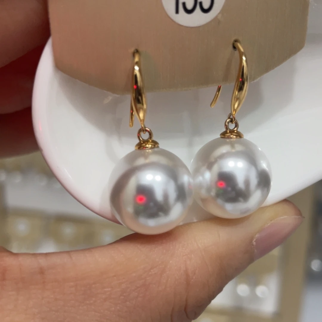 耳饰银S925镶嵌淡水珍珠