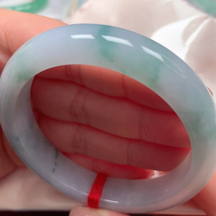 翡翠手镯未镶嵌冰胶蓝花18