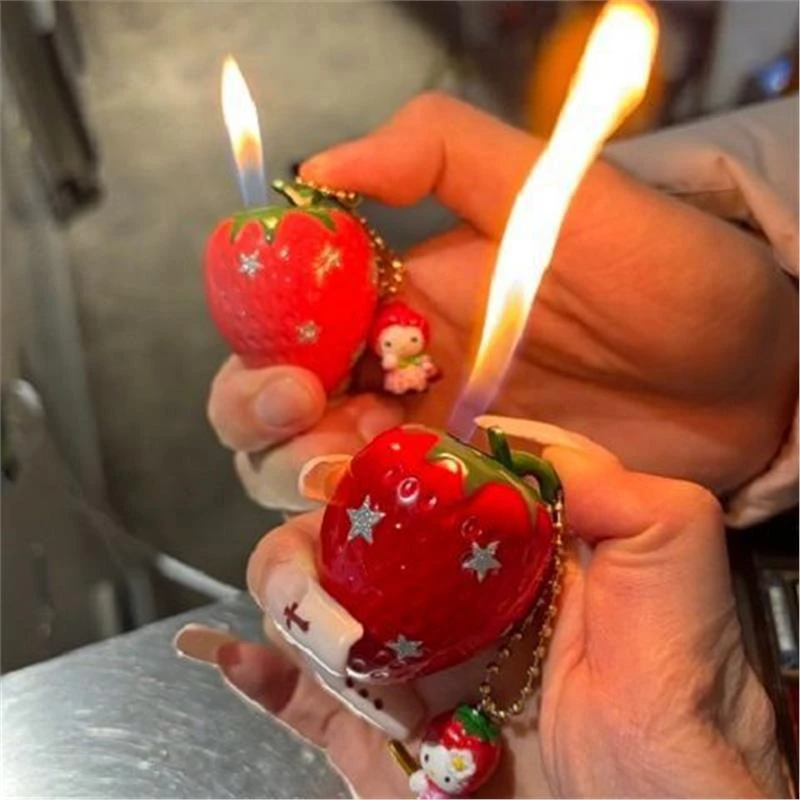 网红草莓打火机高颜值爱创意金属充气打火机七夕情人节礼物卡哇伊
