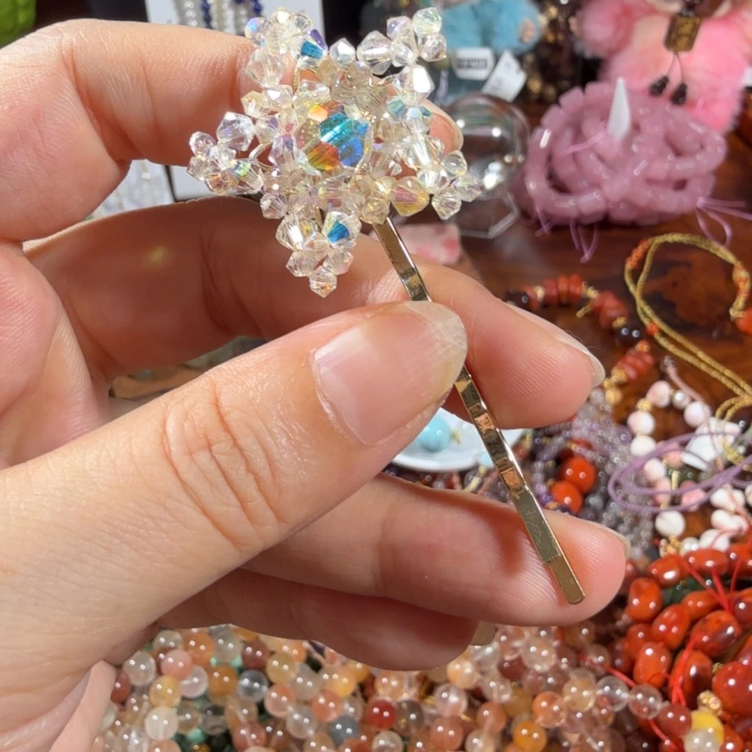 A***）水晶手链银S925镶嵌水晶发卡