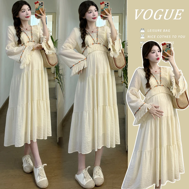 孕妇套装女2025新款爆款洋气连衣裙孕妇裙子遮肚子衣服照风格服装